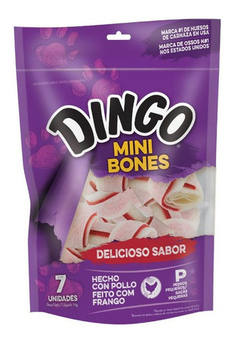 Snack Para Perros Dingo Mini Huesos De Pollo X7 Und