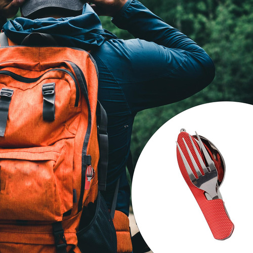 Utensilios Para Acampar, Cuchillo, Cuchara, Tenedor, Rojo