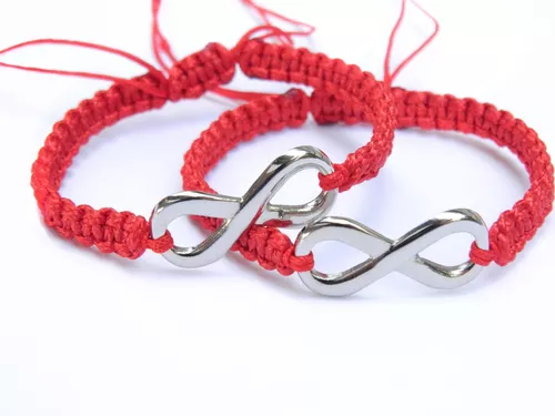 Par Pulseras Manillas Infinito Parejas Hilo Rojo Del Destino