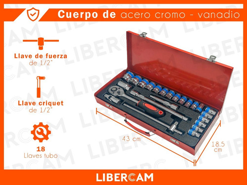 Imagen 4 de 10 de Juego De Llaves Tubo Criquet 25 Piezas Acero Cromo Vanadio