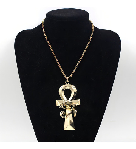 Colar Olho De Horus Egípcio Cruz Corrente Ouro Cor Dourado