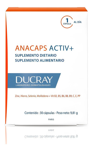 Ducray® Anacaps Activ+ X 30 Cápsulas | Tratamiento Anticaída