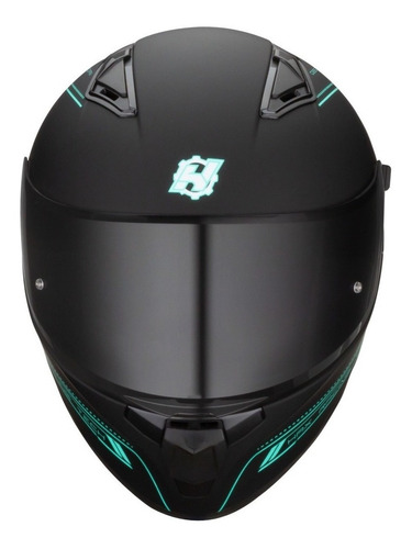 Imagen 6 de 8 de Casco Hax Integral Obsidian Negro Mate Turquesa Certificado