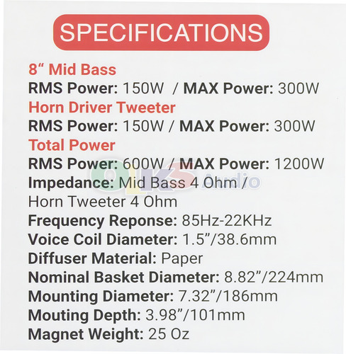 Medio Rango Y Driver 8 Open Show 1200w Rockseries Rks-r80ost Color Negro