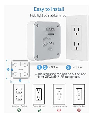 Extensor De Enchufe Múltiple Usb Tessan Surge