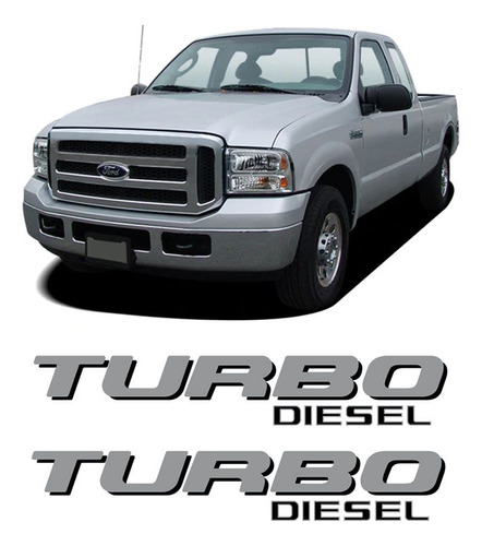 Par Adesivos Turbo Diesel F-250 Ford Prata Preto Caçamba