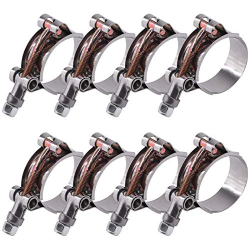 8pcs 38-43mm Stainless Steel T-bolt Hose Clamps Turbo I...