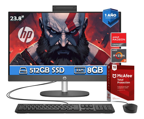 All In One Hp Proone 245 G10 Ryzen 3-7320u 8gb Ram 512gb Ssd