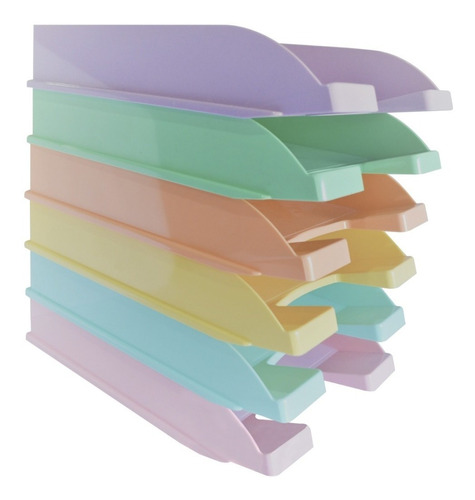 Imagen 1 de 7 de Bandeja Papelera A4 Apilable X6 Colores Pastel Surtidos