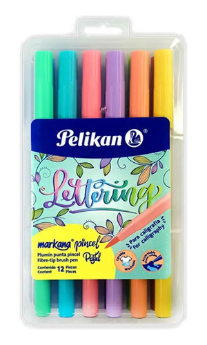 Marcadores Pastel Lettering Brush Pelikan Markana X12 