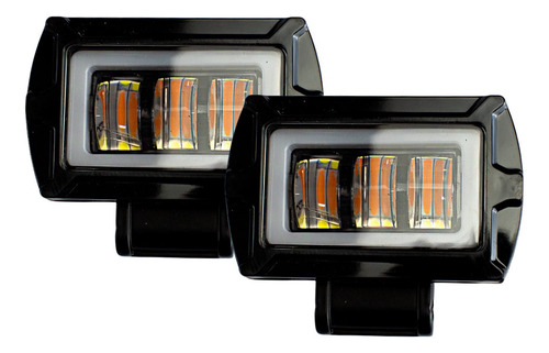 Par Faro 3 Lupa Auxiliar Automotriz Bicolor Con Aro Led Cob