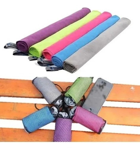 Imagen 4 de 9 de Toallon Secado Rapido Pileta Playa 150x70cm Colores C/bolso