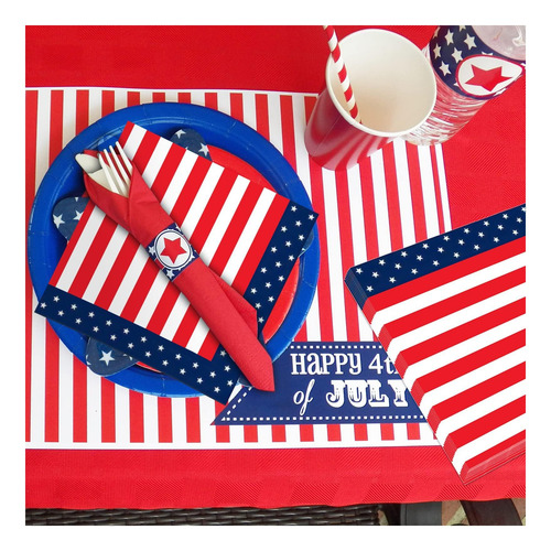 40 Servilletas Americanas De Papel Azul Y Blanco