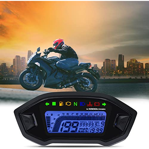 Velocímetro Y Tacómetro Motocicleta Universal Lcd Dig...
