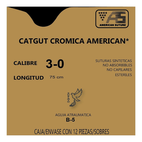 Hilo Catgut American Sutura 3-0 Color Blanco