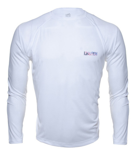 Remera De Pesca King Fish Dry Lisa Blanca Cuello Redondo 