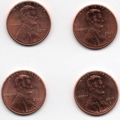 2017 (2) 2020 (2) Cuatro One Cent Penny Escudo 1c Bu Lincoln