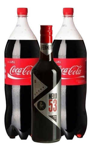 Fernet Premium Nero 53 Clásico 750ml + 2 Cocas 2.25lt 