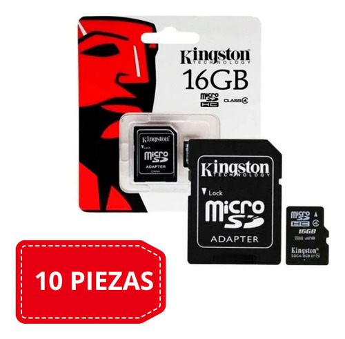 Paquete De 10 Memorias Kingston Micro Sd 16gb + Adaptador