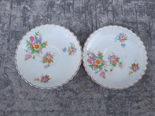 2 Platos Antiguos Meakin England 12,5cm Diam X 1,7cm Alto