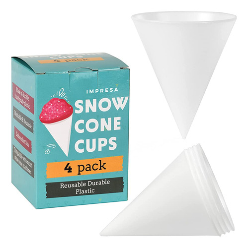 [paquete De 4] Vasos De Cono De Nieve Reutilizables De Plást