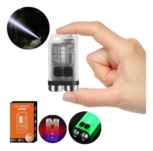 Con Linterna Llavero Edc Usb Carga Linterna V3