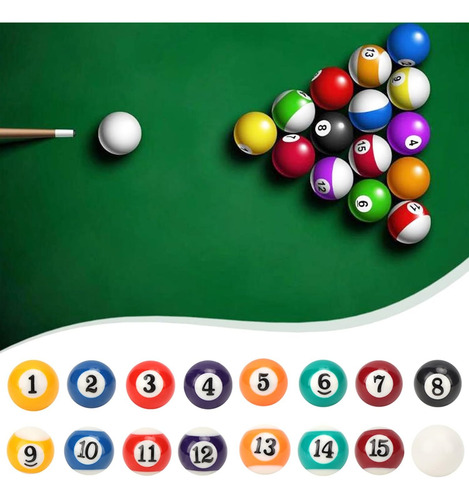 Haosie 16pcs Mini Juego De Bolas De Billar, 2.5cm/0.98inc...