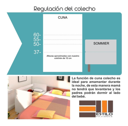 Cuna Bebe 5 En 1 Colecho Escritorio Con Colchon Y Sabanas