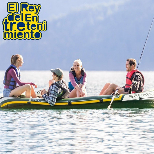 Imagen 4 de 6 de Bote Intex Gomón Inflable 4 Personas + Remo +inflador El Rey
