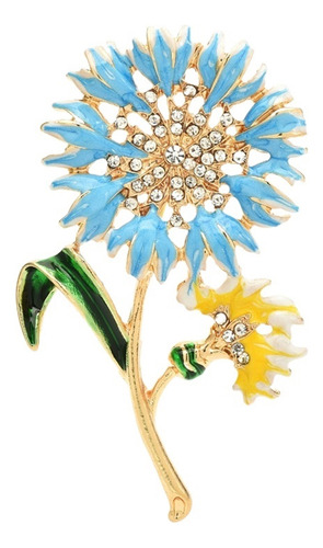 Broches Girasol Esmaltados, Flores Con Diamantes For Mujer