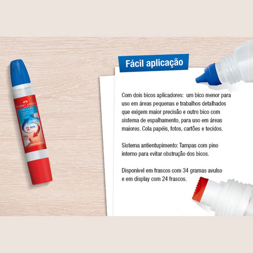 Cola Gel Faber Castell 2 Bicos Escola Transparente Kit 4 Und