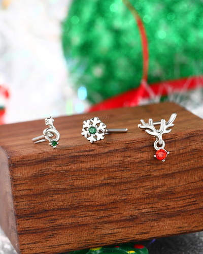 3pcs Chiristmas Nariz Anillos Stud 20g L En Forma De ...