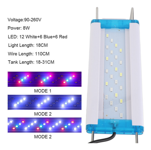 Pecera Led Ultrafina Para Acuarios, 8 W, Para 7 A 12 Pulgada