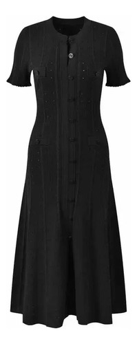 Vestido Largo Francés De Fibra De Viscosa De Color Liso, Cor