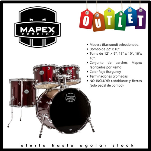 Bateria Mapex Voyager 4 Crpos Parches Remo S/ Fierros Outlet
