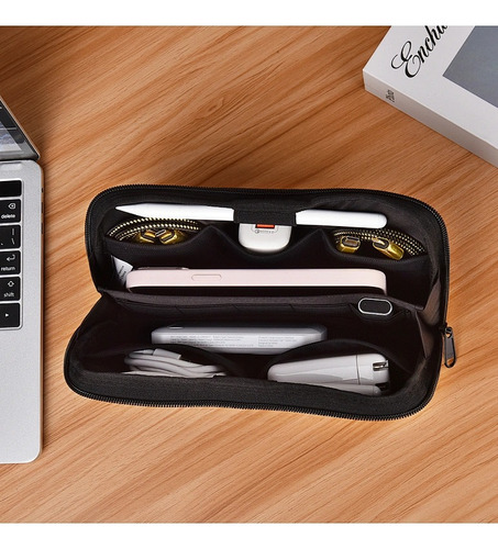 Wiwu Alpha Tech Pouch Bolso Para Cables Y Accesorios Color Negro Diseño De La Tela Liso