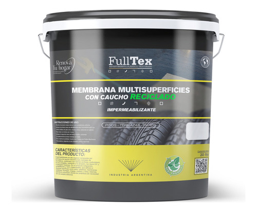 Membrana Caucho Y Goma Fulltex 20lts Gris Mate