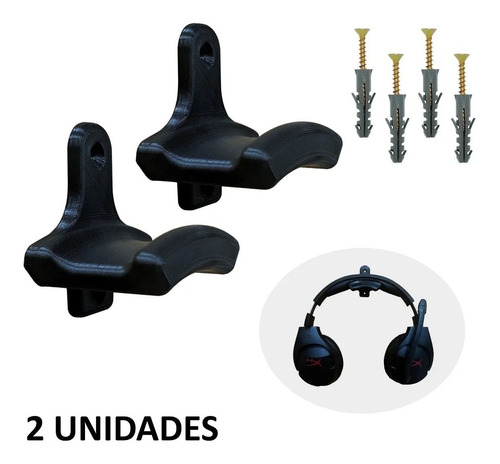 Kit 2 Suportes De Parede Para Headset Gamer Headphone Preto