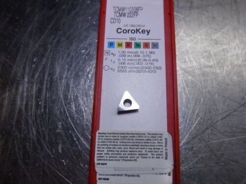 Sandvik Carbide Inserts Qty10 (n) Tcmw110308fp / Tcmw222 Yyz