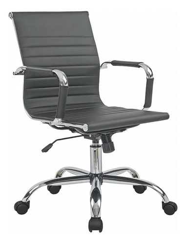 Asiento De Oficina Negro Simil Cuero D-101