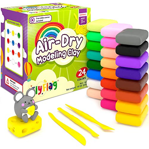 Air Dry Clay 24 Colors, Soft & Ultra Light, Modeling Cl...