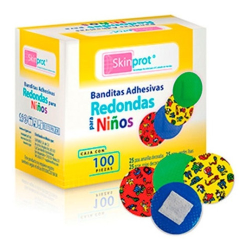 Banditas Adhesivas, Curitas Infantil Skinprot Colores C/100
