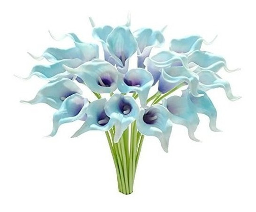 20 Flores Calas Artificiales Mandys Latex  35cm Aqua/violet