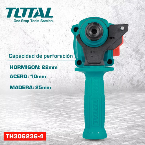 Imagen 5 de 6 de Rotomartillo electroneumático Total TH306236-4 turquesa frecuencia de 50Hz/60Hz con 650W de potencia 220V-240V