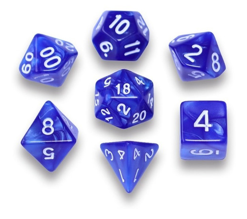 Dados Dice Set : 7 Dados Glossy Azul Marca Gosu 