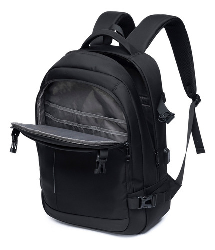 Mochila Executiva Reforçada Grande Notebook Trabalho Cor Preto Desenho Do Tecido Liso