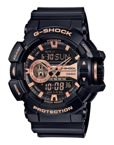 Relógio de pulso Casio GA-400GB com corria de resina cor preto