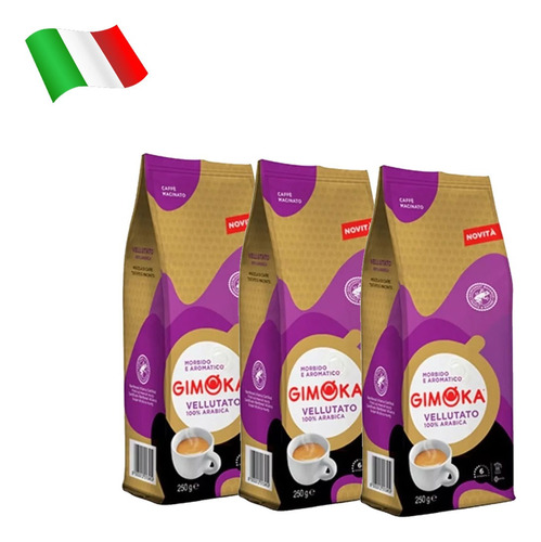 Cafe Gimoka Tostado Molido Velluttato Pack 3x250grms Italia