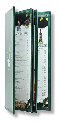 Kit 12 Capas Cardápio 15,5x31,5 Courosintético C/ 03 Divisão