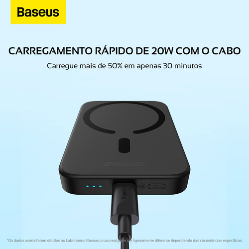 Carregador Portátil Magsafe Baseus 6000mah 20w Turbo iPhone Cor Preto